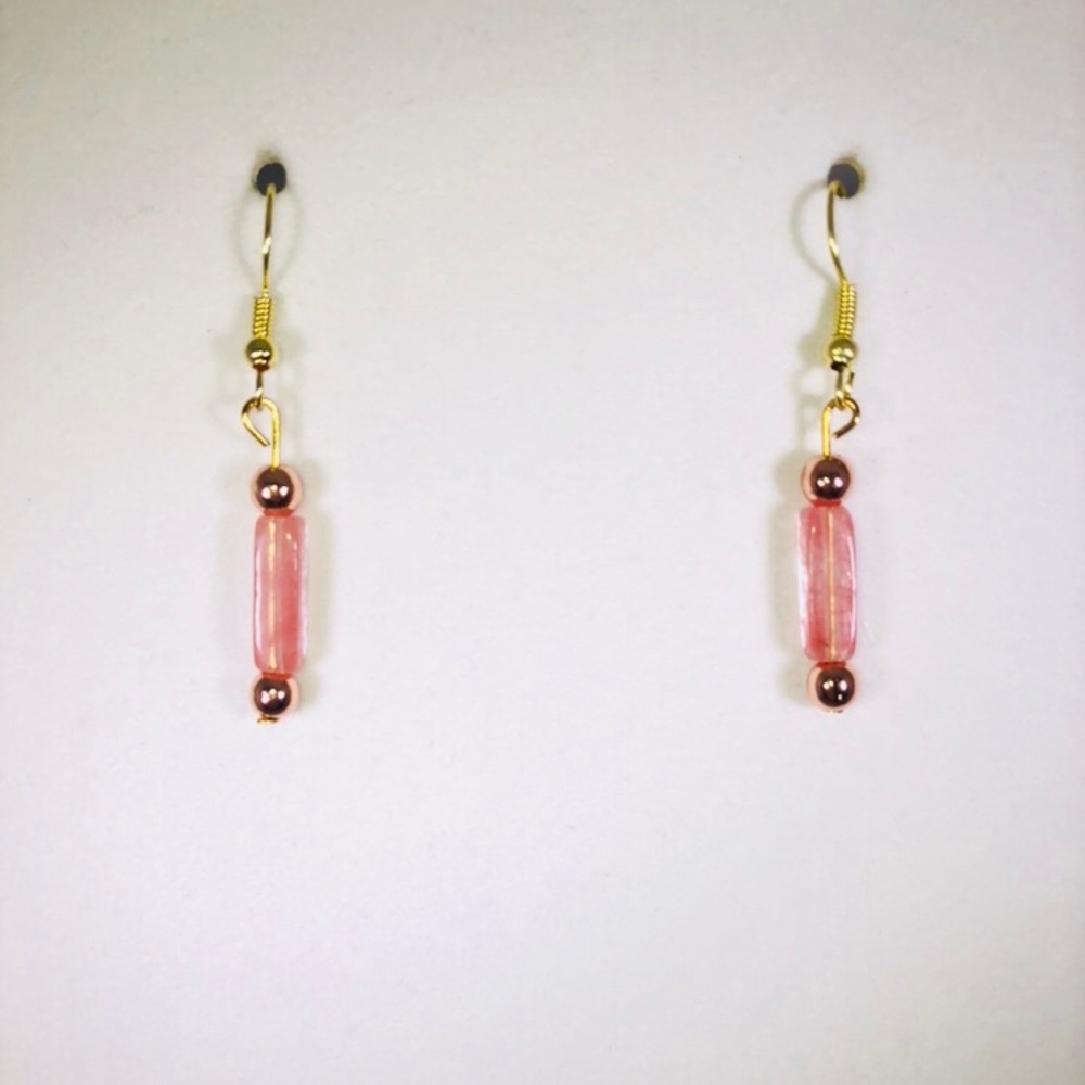 Star Crafts Rose Quartz And Rose Gold Earrings